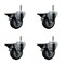 Service Caster 3.5'' Thermo Rubber Swivel 7/16'' Grip Ring Stem Caster Set with Brake, 4PK SCC-GR20S3514-TPRB-PLB-716138-4 - alternate 1